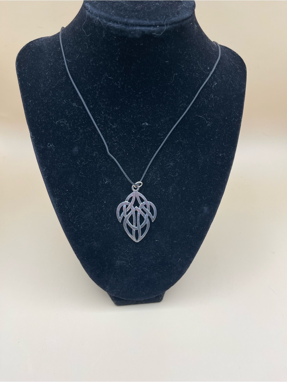 Vintage Silver Tone Openwork Elven Filigree Pendant Necklace